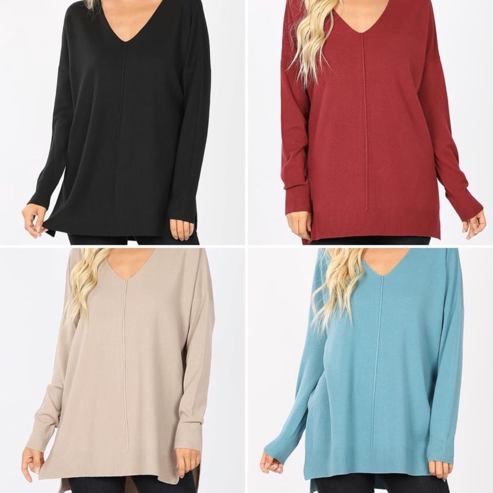 Zenana Turquoise V-Neck Sweater